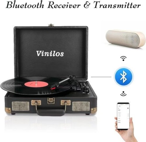 Classic leather suitcase record player